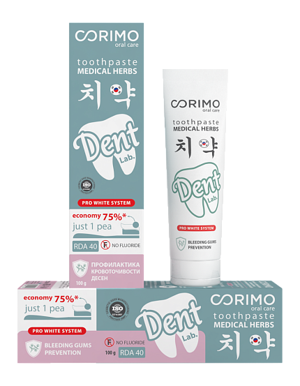 [CORIMO] Зубная паста для профилактики патологий десен ГИДРОКСИАПАТИТ и ЛЕЧЕБНЫЕ ТРАВЫ, 100гр