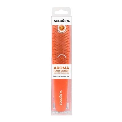 [Solomeya] Арома-расческа для волос с мягкими зубьями с  АРОМАТОМ КАРАМЕЛИ Aroma Hair Brush With Soft Bristles Caramel, 1шт