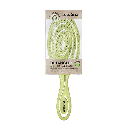 [Solomeya] Подвижная био-расческа для волос ЗЕЛЕНАЯ Detangling Bio Hair Brush Green, 1шт