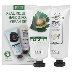 [JIGOTT] Подарочный набор кремов для рук и ног с муцином улитки REAL MOISTURE HAND&FOOT CREAM SET, 2шт*100мл