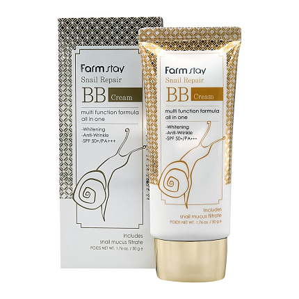 [FARMSTAY] Восстанавливающий ББ-крем с муцином улитки Snail Repair BB Cream SPF50+ PA+++, 50 мл