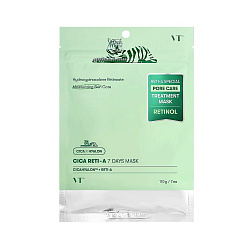 [VT cosmetics] НАБОР Масок для лица на тканевой основе для CУЖЕНИЕ ПОР С РЕТИНОЛОМ  Cica Reti-A 7 Days Mask, 110гр х 7шт