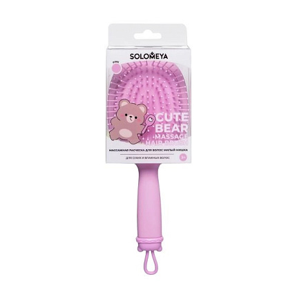 [Solomeya] Массажная расческа для волос Милый Мишка, Розовая Cute Bear Massage Hair Brush, Pink, 1шт