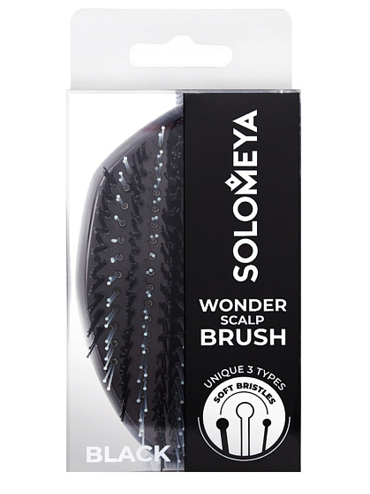 [Solomeya] Мини-расческа для распутывания массажа и мытья кожи головы ЧЕРНАЯ Wonder Scalp Brush Black Mini, 1шт
