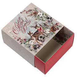 Коробка подарочная новогодняя складная «С Новым годом», 14×14×8см