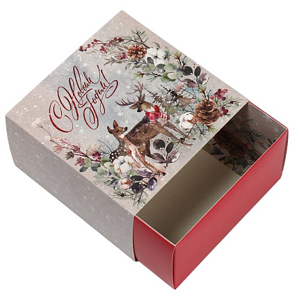 Коробка подарочная новогодняя складная «С Новым годом», 14×14×8см