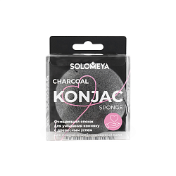 [Solomeya] Очищающий спонж для умывания конняку с древесным углем Charcoal Konjac Sponge, 1шт