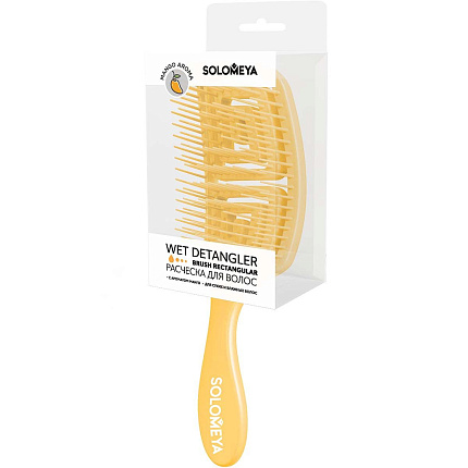 [Solomeya] Расческа для сухих и влажных волос АРОМАТ МАНГО Wet Detangler Brush Rectangular Mango, 1шт