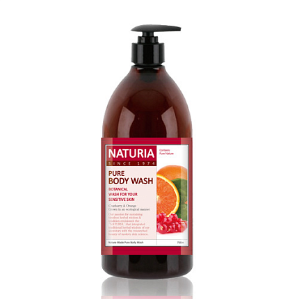 [NATURIA] Гель для душа КЛЮКВА/АПЕЛЬСИН PURE BODY WASH Cranberry & Orange, 750мл