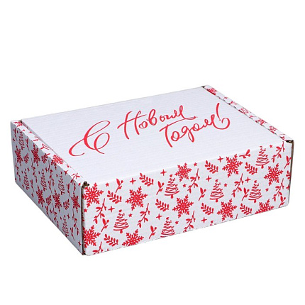Коробка новогодняя складная белая «С Новым годом», 27×21×9см
