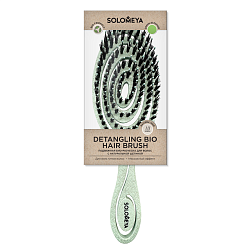 [Solomeya] Расческа био для волос подвижная c натуральной щетиной ЗЕЛЕНАЯ Detangling Bio Hair Brush With Natural Boar Bristle Green, 1шт