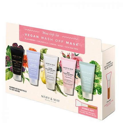 [MARY&MAY] НАБОР смываемых масок для лица Vegan Wash off Mask Mini Gift Set, 5*30 г